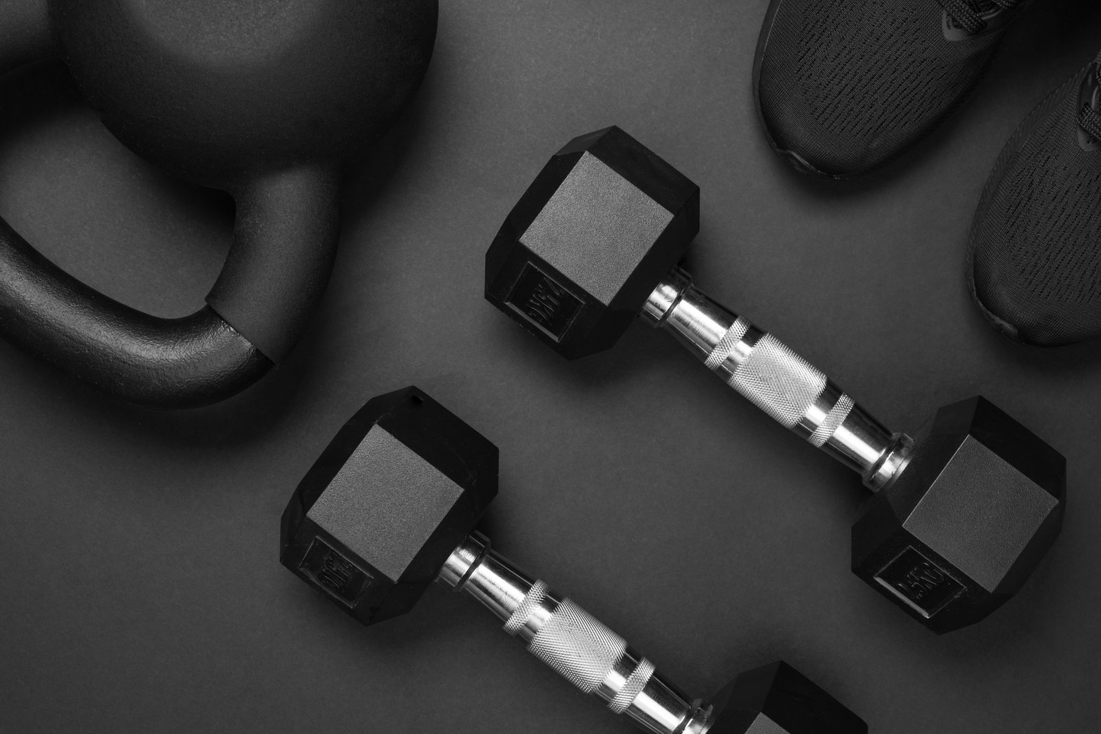 Materiel de fitness range vu de dessus